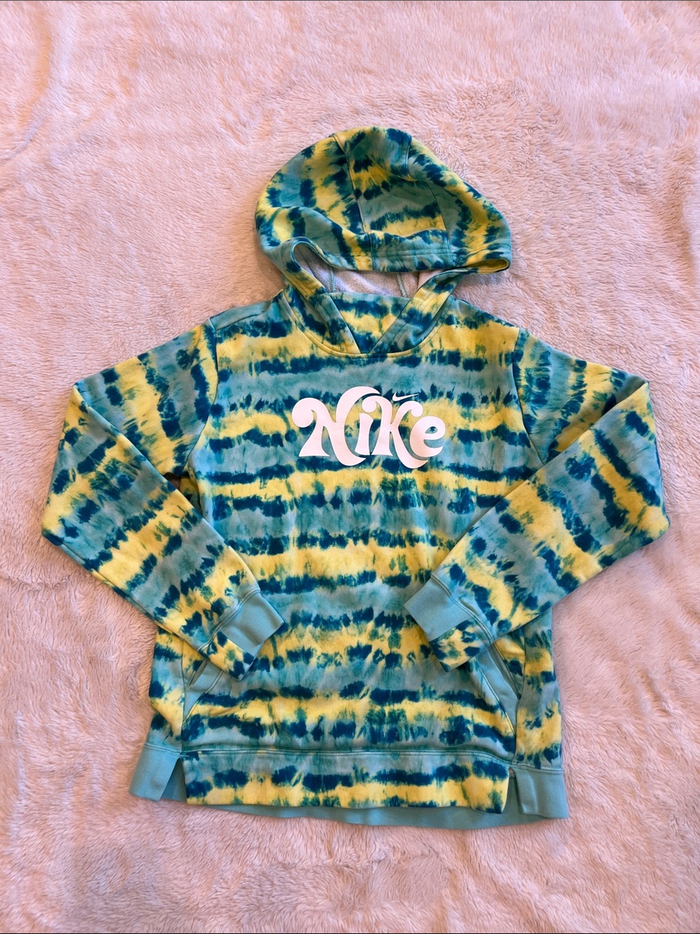 Nike tie dye hoodie green yellow XL youth
